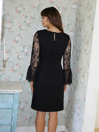 Mavrixa Lace Long Sleeve Mini Dress In Black
