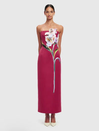 Eudoxia White Floral Embroidered Maxi Dress