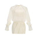 Fralden Drape-Neck Flowy Shirt-Style Bodycon Mini Dress