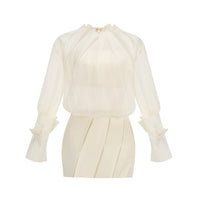 Fralden Drape-Neck Flowy Shirt-Style Bodycon Mini Dress