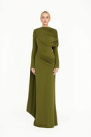 Euleta Shawl Draped Maxi Dress In Green