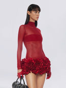 Galyn Embellished Mini Dress In Red