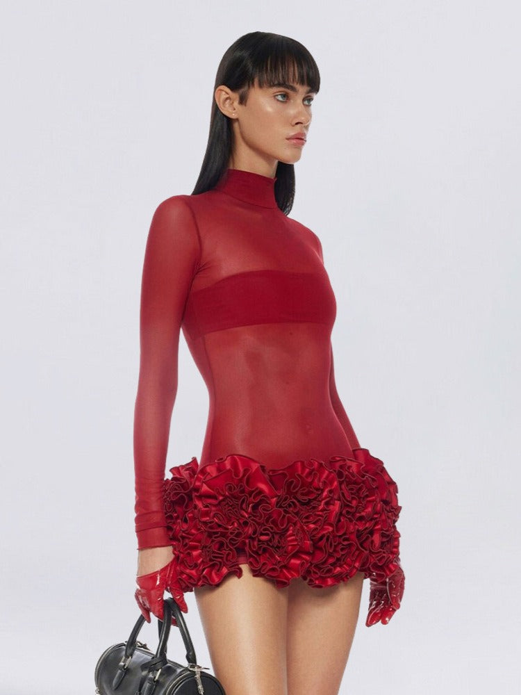 Galyn Embellished Mini Dress In Red
