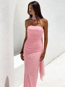 Alvilde Strapless Scarf Maxi Dress In Pink