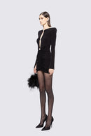 Aeloria Crystal-Embellished Cutout Mini Dress In Black