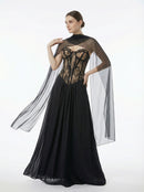 Luvric Strapless Lace Scarf  Maxi Dress