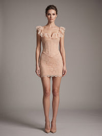 Frayden Lace Ruffle Structured Dress