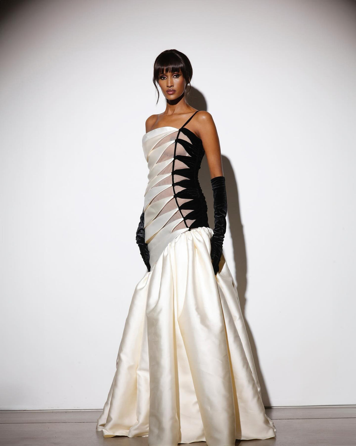 Riven Strapless Cutout Fishtail Maxi Dress