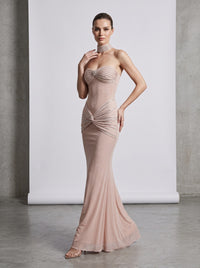 Xirelli Rhinestone-Embellished Mesh Bow Maxi Dress