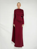 Euleta Shawl Draped Maxi Dress In Wine