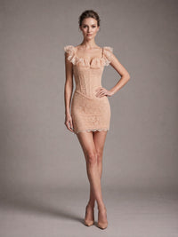 Frayden Lace Ruffle Structured Dress