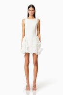 Eliava Floral Appliqué Mini Dress In White