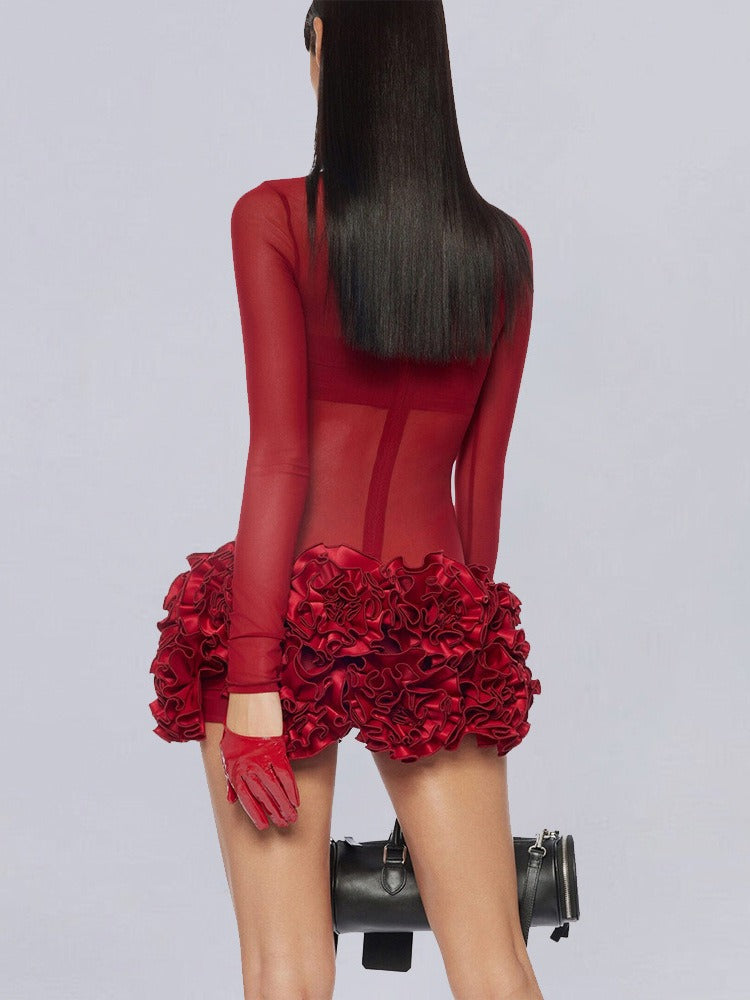 Galyn Embellished Mini Dress In Red