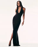 Cevrane Halter-Neck Lace Backless Maxi Dress