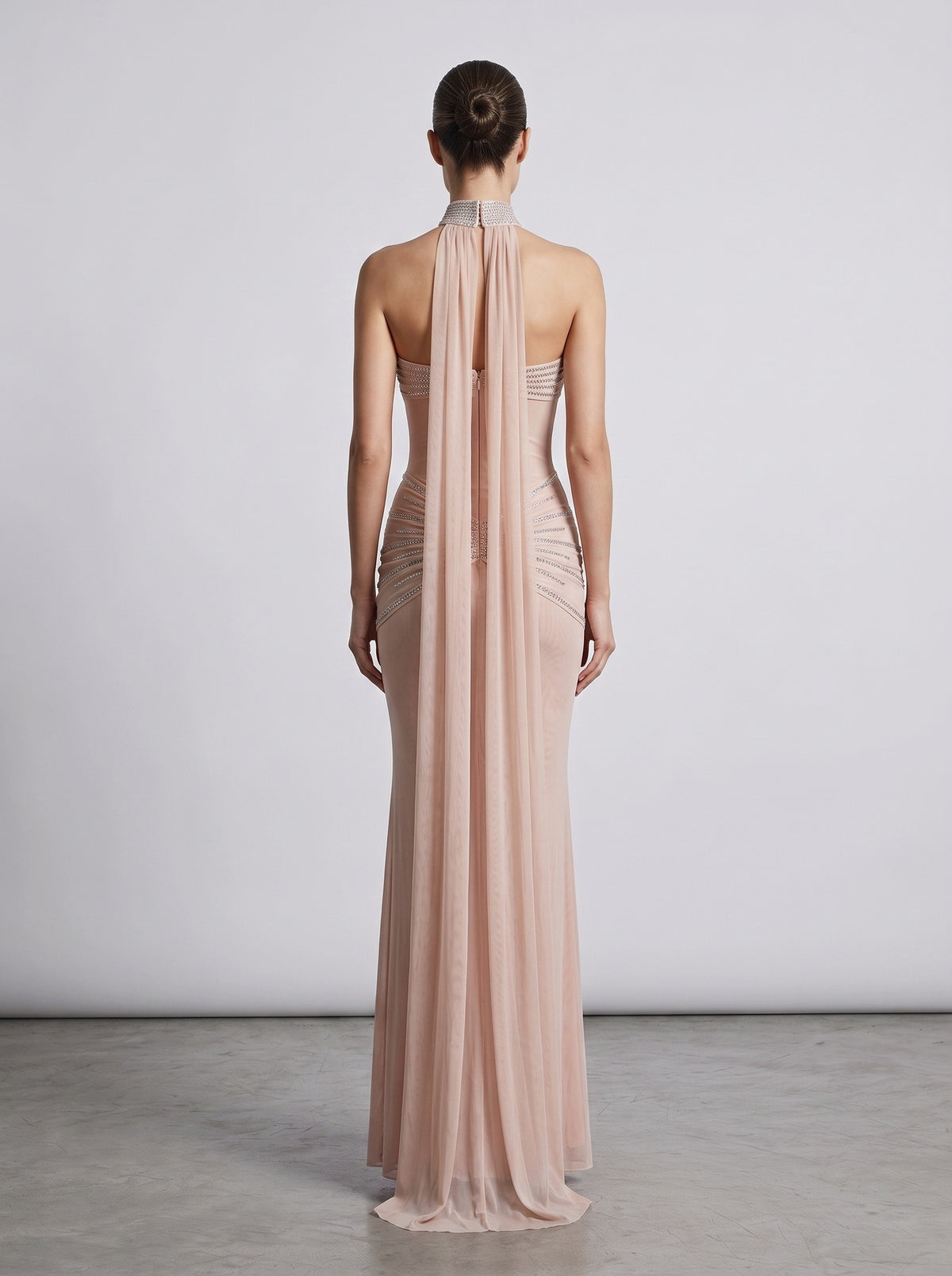 Xirelli Rhinestone-Embellished Mesh Bow Maxi Dress