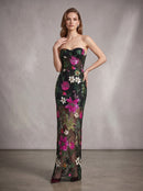 Chalina Strapless Sequin Flower Maxi Dress