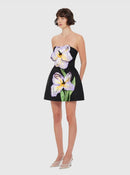 Eloise Black Off-Shoulder Sequin Floral Embroidered Mini Dress
