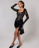 Taldrex Long Sleeve Lace Insert Corset Mini Dress In Black
