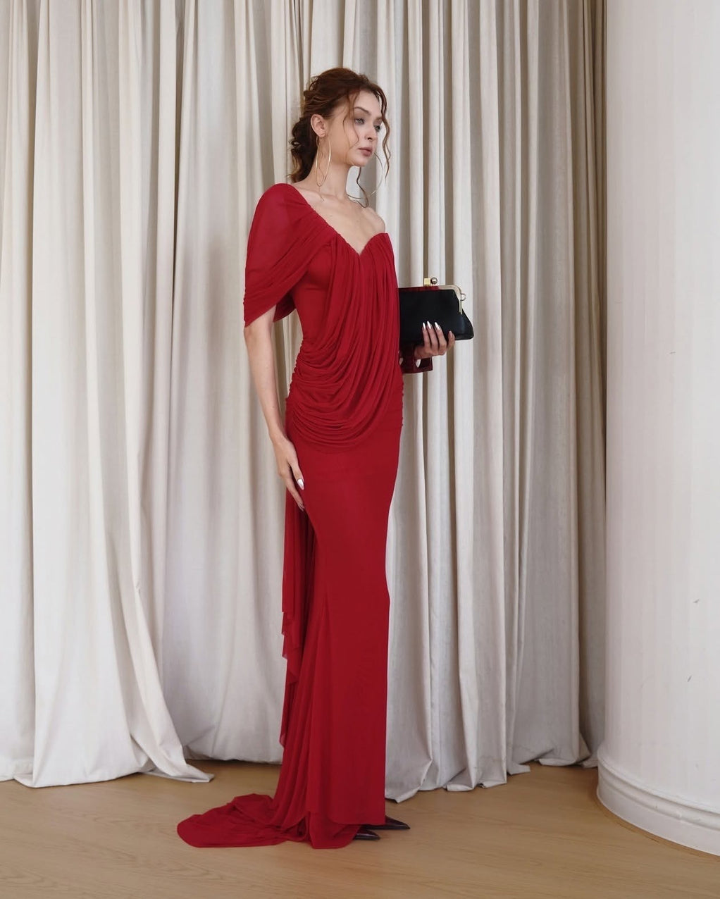 Neskio One-Shoulder Open-Back Maxi Dress