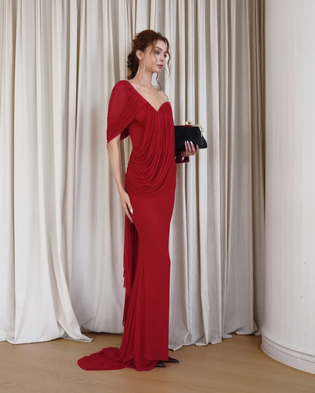 Neskio One-Shoulder Open-Back Maxi Dress