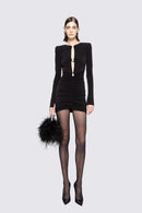 Aeloria Crystal-Embellished Cutout Mini Dress In Black