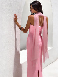 Alvilde Strapless Scarf Maxi Dress In Pink