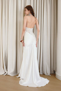 Orzavi Lace Backless Maxi Dress In White