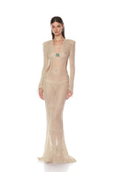 Bayram Open Crochet Knitted Maxi Dress