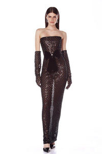 Brinova Black Maxi Dress with Bow Detail