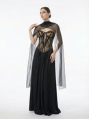 Luvric Strapless Lace Scarf  Maxi Dress
