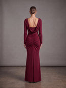 Evarik Long Sleeve Draped Bustier Maxi Dress
