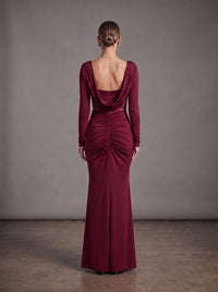Evarik Long Sleeve Draped Bustier Maxi Dress