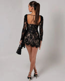 Taldrex Long Sleeve Lace Insert Corset Mini Dress In Black