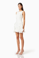 Eliava Floral Appliqué Mini Dress In White