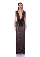 Hemira Bow Detail Sequin Maxi Dress