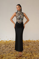 Ailbern Floral Embroidered Maxi Dress In Black