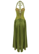 Cirune Halter-Neck Deep-V Maxi Dress