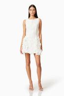 Eliava Floral Appliqué Mini Dress In White