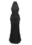 Yskora Halter-Neck Petal-Detail Maxi Dress In Black