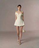 Grimric White Off Shoulder Mini Dress with Twist Front
