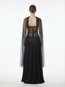 Luvric Strapless Lace Scarf  Maxi Dress
