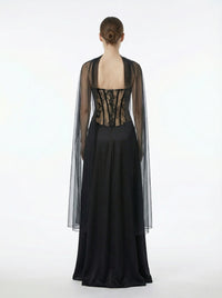 Luvric Strapless Lace Scarf  Maxi Dress