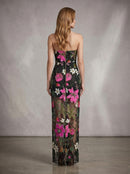 Chalina Strapless Sequin Flower Maxi Dress