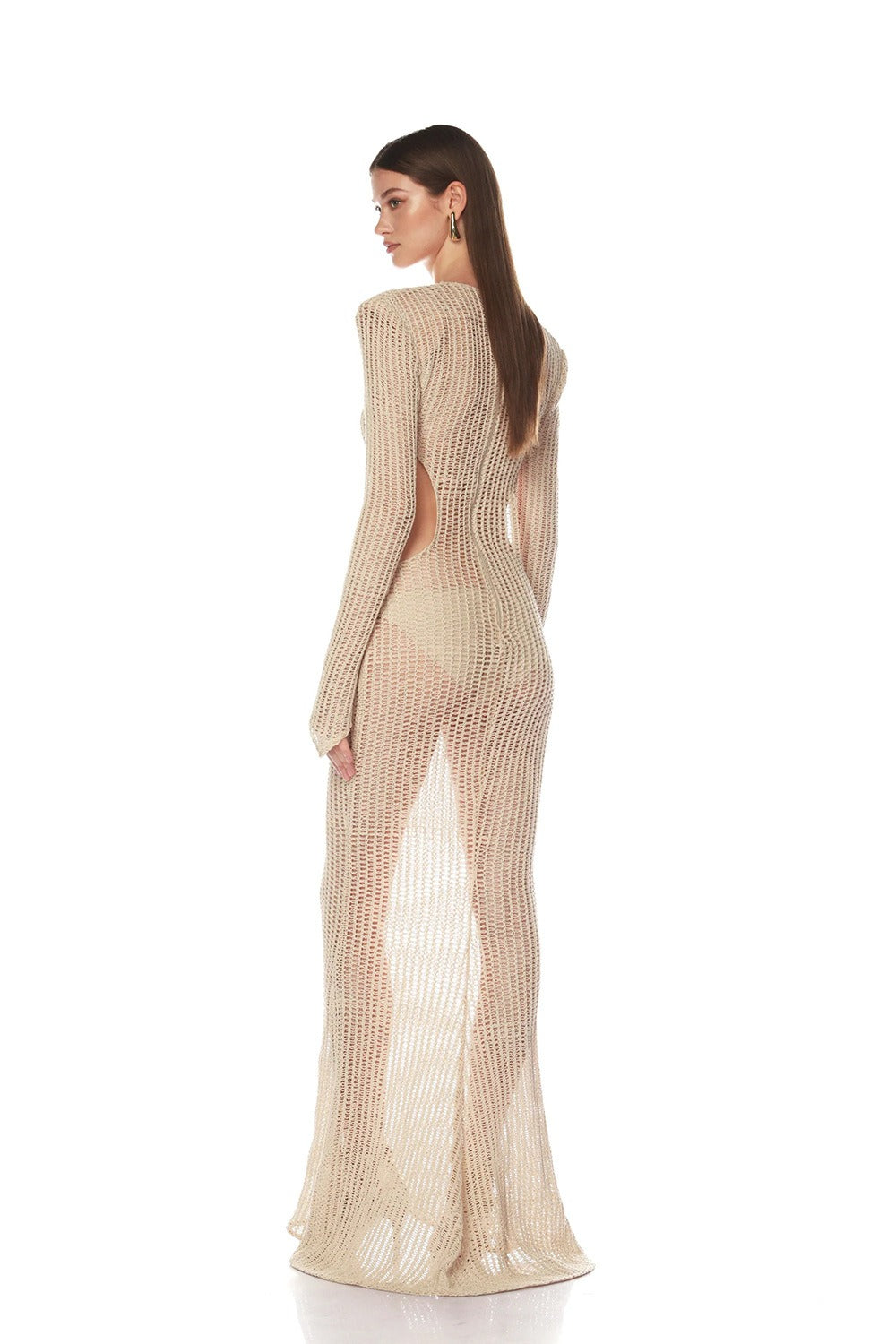 Bayram Open Crochet Knitted Maxi Dress