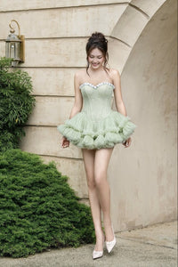 Findlay Strapless Floral Skater Mini Dress In Green