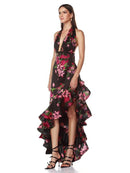 Zorena Asymmetric Floral Ruffle Maxi Dress