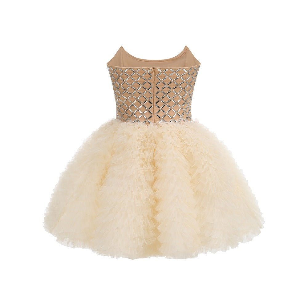 Jasken Waist Strapless Rhinestone Mini Dress