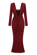 Evarik Long Sleeve Draped Bustier Maxi Dress