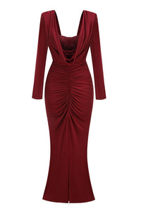 Evarik Long Sleeve Draped Bustier Maxi Dress