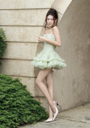 Findlay Strapless Floral Skater Mini Dress In Green